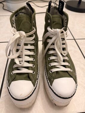 R13 Olive sateen Courtney platform high top Sneakers